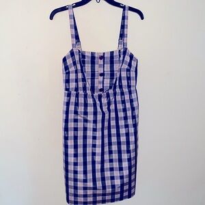 Anthropologie Maeve Plaid Mini Dress Blue Red Coquette Classic Print Travel